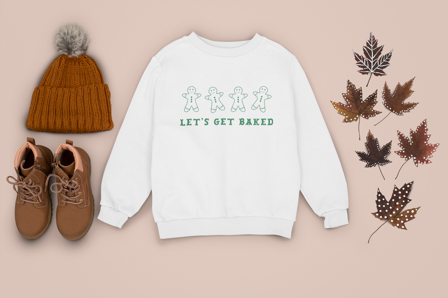 Let's Get Baked Holiday Sweatshirt in Neutral Colors