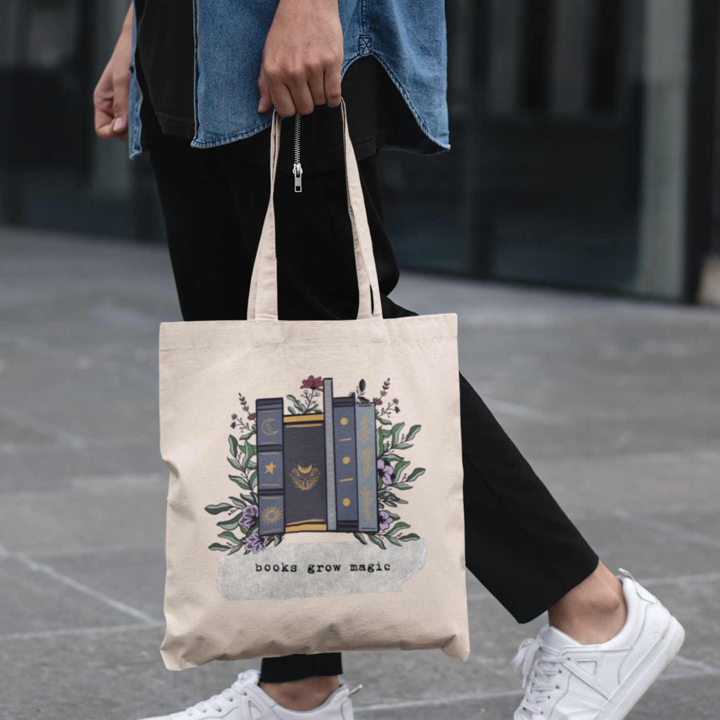 Books Grow Magic Canvas Tote Bags