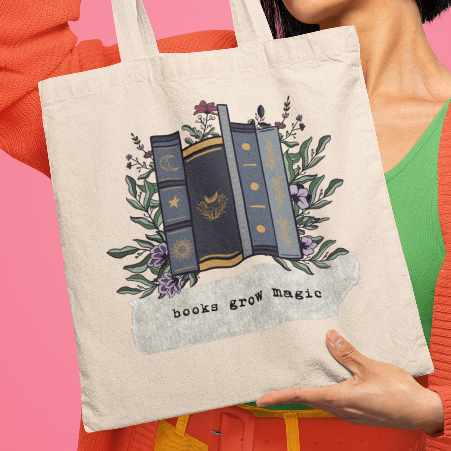 Books Grow Magic Canvas Tote Bags