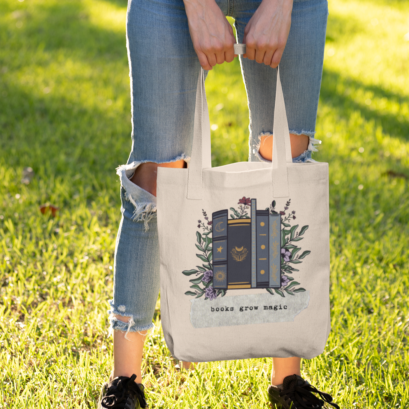 Books Grow Magic Canvas Tote Bags